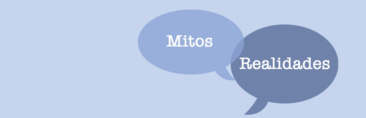 Un gráfico con burbujas de diálogo que dicen “Mitos” y “Realidades”